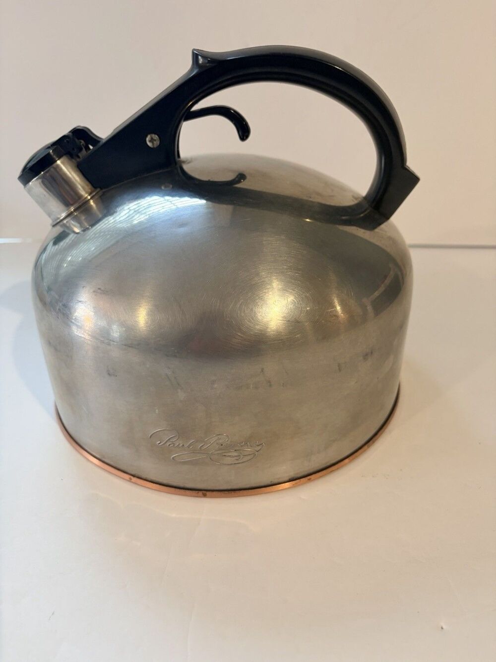 Vintage Reverse 88-C Whistling Tea Kettle Copper Bottom Stainless Paul Revere